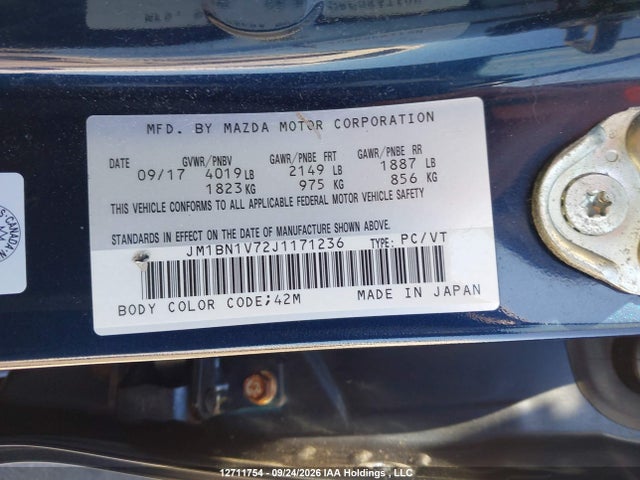 Продаж на аукціоні авто 2018 Mazda Mazda3, vin: JM1BN1V72J1171236, номер лоту: 12711754