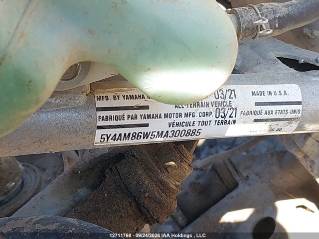 12711768 :رقم المزاد ، 5Y4AM86W5MA300885 vin ، 2021 Yamaha Yfm700 R مزاد بيع