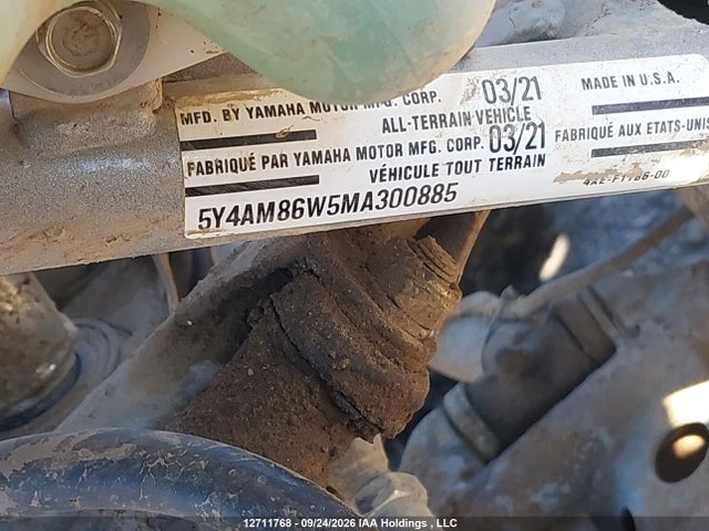 12711768 :رقم المزاد ، 5Y4AM86W5MA300885 vin ، 2021 Yamaha Yfm700 R مزاد بيع