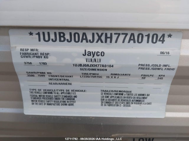 Aukcja sprzedaży 2017 Jayco Jay Flight, vin: 1UJBJ0AJXH77A0104, numer aukcji: 12711792