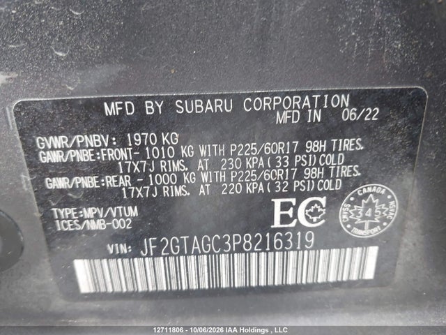 Aukcja sprzedaży 2023 Subaru Crosstrek Sport, vin: JF2GTAGC3P8216319, numer aukcji: 12711806