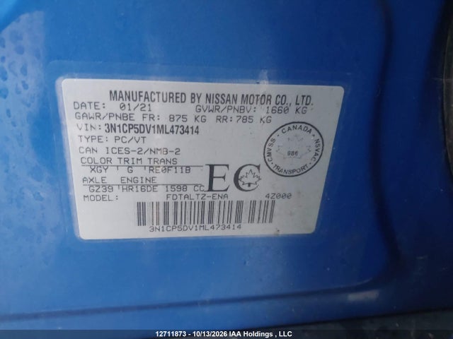 3N1CP5DV1ML473414 Nissan KICKS SR