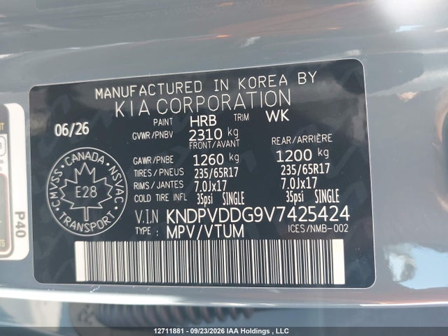 12711881 :رقم المزاد ، KNDPVDDG9V7425424 vin ، 2027 Kia Sportage مزاد بيع