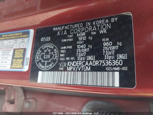 Продаж на аукціоні авто 2024 Kia Seltos, vin: KNDERCAA0R7536360, номер лоту: 12711894