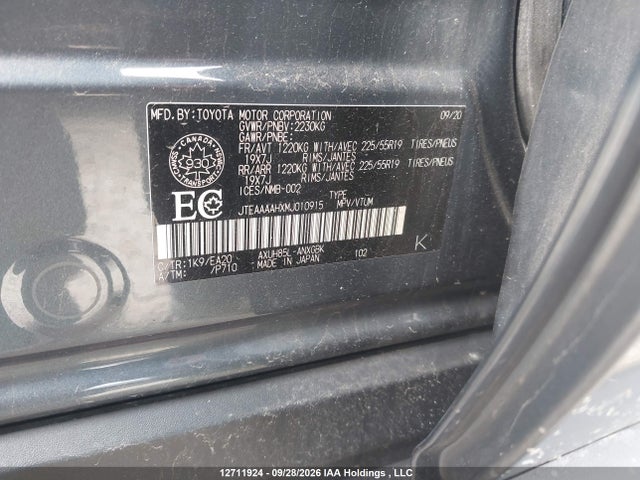 Продаж на аукціоні авто 2021 Toyota Venza Xle, vin: JTEAAAAHXMJ010915, номер лоту: 12711924