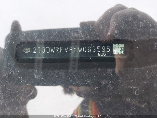 12711933 :رقم المزاد ، 2T3DWRFV8LW063595 vin ، 2020 Toyota Rav4 Limited مزاد بيع