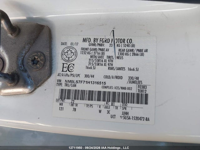 Aukcja sprzedaży 2017 Ford Transit Connect Xlt, vin: NM0LS7F71H1316515, numer aukcji: 12711950