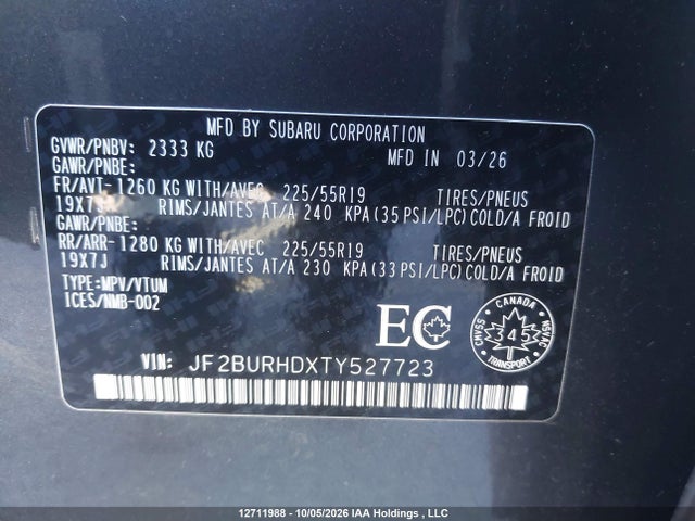 Subaru Outback Limited Xt 2026 JF2BURHDXTY527723 Image 9