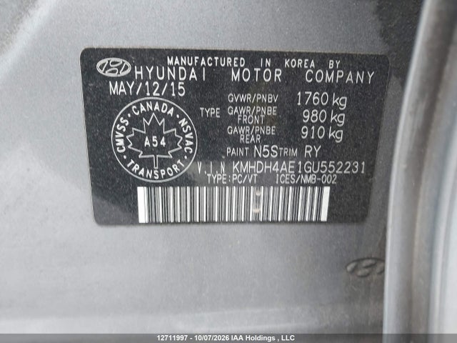 KMHDH4AE1GU552231 Hyundai Elantra Sport Appearance
