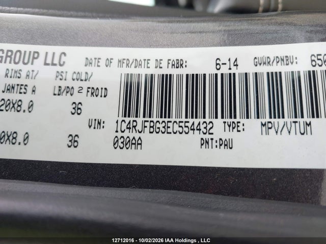 Jeep Grand Cherokee Limited 2014 1C4RJFBG3EC554432 Image 9