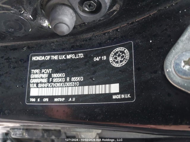 Honda Civic Lx 2019 SHHFK7H36KU305310 Image 9