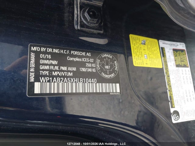 Aukcja sprzedaży 2017 Porsche Macan S, vin: WP1AB2A5XHLB10440, numer aukcji: 12712048