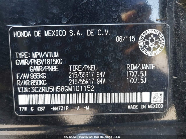 Honda HR-V EX 2016 3CZRU5H58GM101152 Image 18
