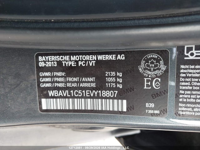 Продажа на аукционе авто 2014 Bmw X1 Xdrive28i, vin: WBAVL1C51EVY18807, номер лота: 12712081