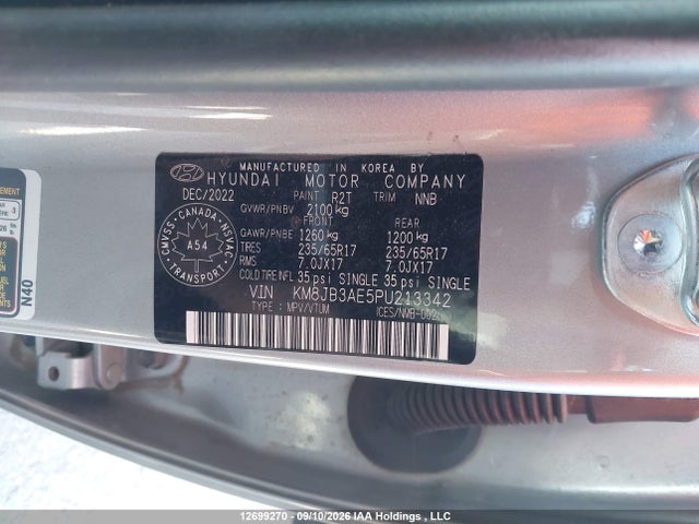 Aukcja sprzedaży 2023 Hyundai Tucson Preferred Fwd, vin: KM8JB3AE5PU213342, numer aukcji: 12699270