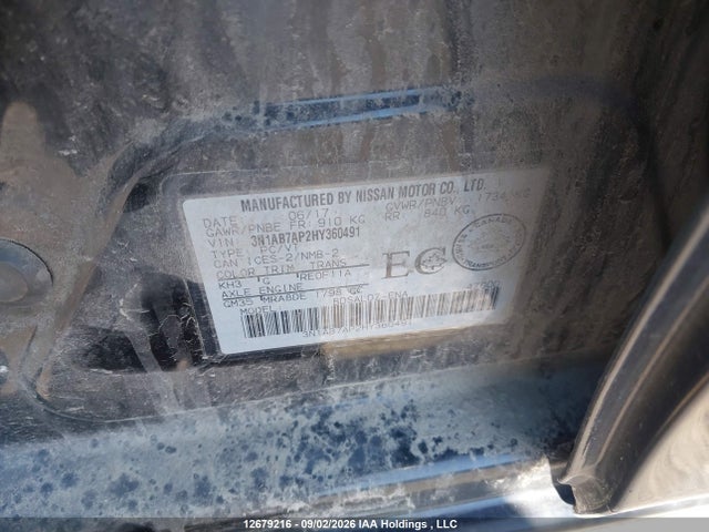 12679216 :رقم المزاد ، 3N1AB7AP2HY360491 vin ، 2017 Nissan Sentra 1.8 S/1.8 Sl/1.8 Sv مزاد بيع