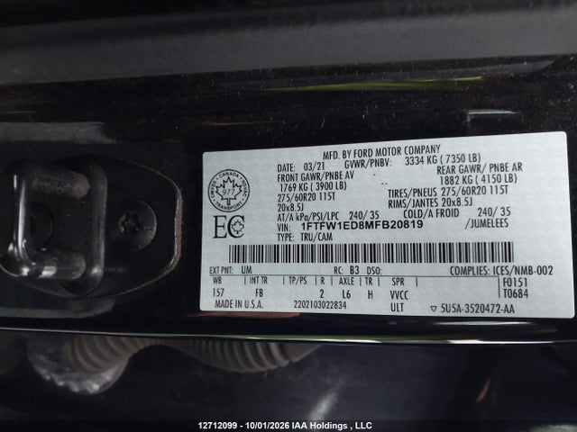 Ford F-150 Xlt 2021 1FTFW1ED8MFB20819 Image 9