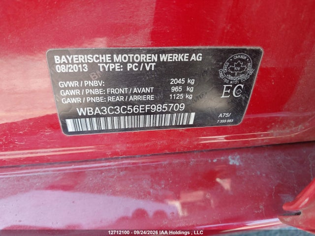 12712100 :رقم المزاد ، WBA3C3C56EF985709 vin ، 2014 Bmw 3 Series 320i Xdrive مزاد بيع