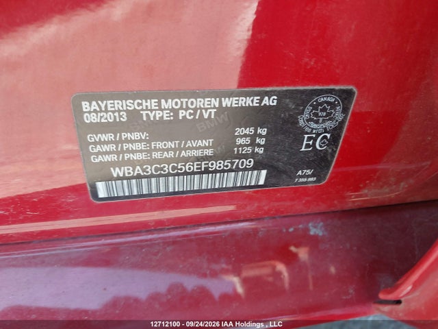 12712100 :رقم المزاد ، WBA3C3C56EF985709 vin ، 2014 Bmw 3 Series 320i Xdrive مزاد بيع