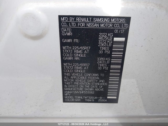 Nissan ROGUE SV 2017 KNMAT2MV1HP553062 Image 9