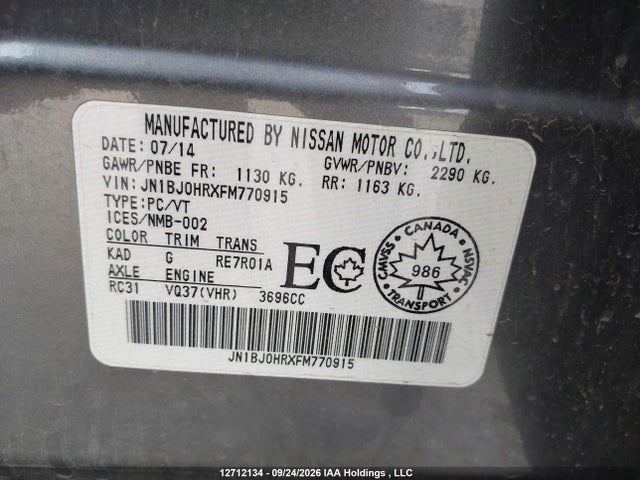 JN1BJ0HRXFM770915 Infiniti QX50