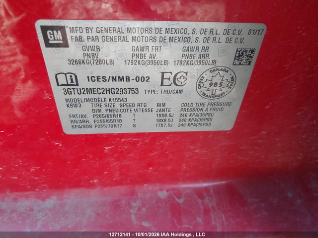 GMC Sierra 1500 Sle 2017 3GTU2MEC2HG293753 Image 18