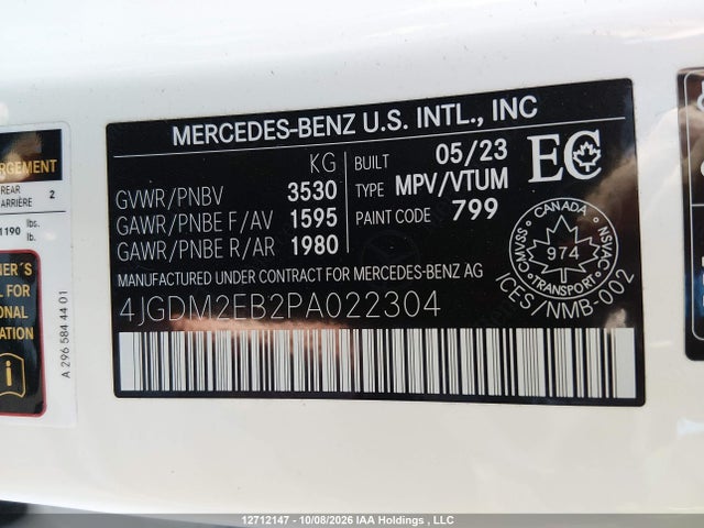 4JGDM2EB2PA022304 Mercedes-Benz Eqs 450 4matic