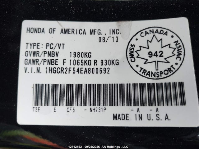 Aukcja sprzedaży 2014 Honda Accord Sport, vin: 1HGCR2F54EA800692, numer aukcji: 12712152