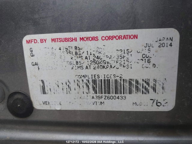 JA4AZ2A39FZ600433 Mitsubishi Outlander Es