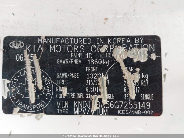 KIA SOUL + 2016 KNDJP3A56G7255149 Image 9