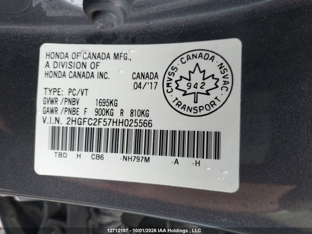 2HGFC2F57HH025566 Honda Civic Lx
