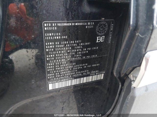 Продаж на аукціоні авто 2021 Volkswagen Tiguan, vin: 3VV4B7AX4MM067141, номер лоту: 12712201