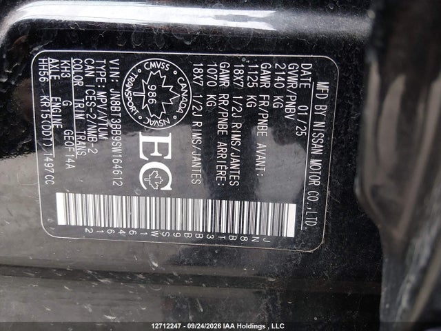 12712247 :رقم المزاد ، JN8BT3BB9SW164612 vin ، 2025 Nissan Rogue Sv/rock Creek مزاد بيع