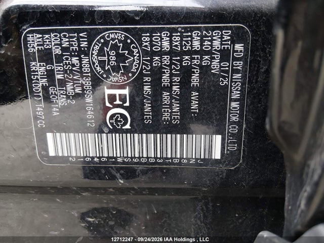 12712247 :رقم المزاد ، JN8BT3BB9SW164612 vin ، 2025 Nissan Rogue Sv/rock Creek مزاد بيع