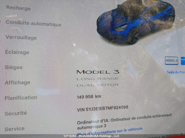 Tesla MODEL 3 2021 5YJ3E1EB7MF924098 Image 16