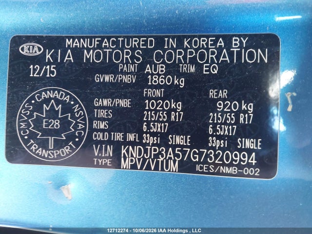 2016 Kia Soul + მანქანა იყიდება აუქციონზე, vin: KNDJP3A57G7320994, აუქციონის ნომერი: 12712274