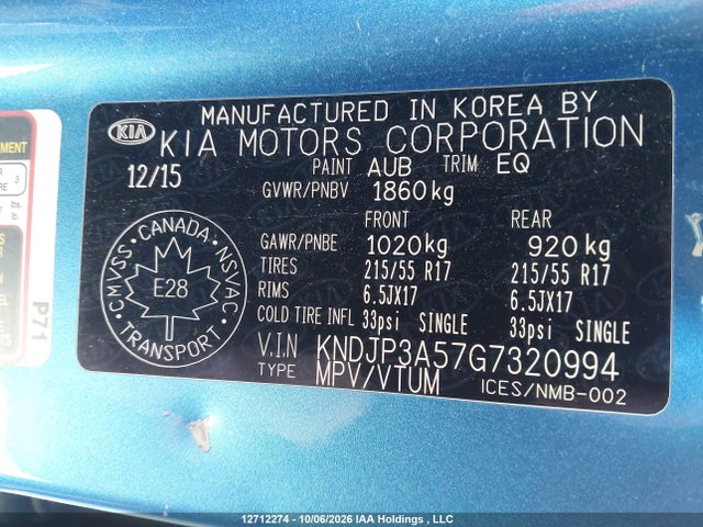 2016 Kia Soul + მანქანა იყიდება აუქციონზე, vin: KNDJP3A57G7320994, აუქციონის ნომერი: 12712274