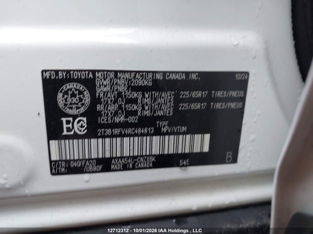 2T3B1RFV4RC484813 Toyota RAV4 LE