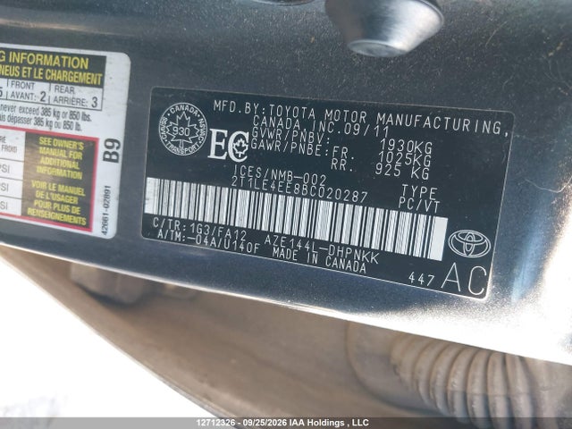 Продаж на аукціоні авто 2011 Toyota Matrix, vin: 2T1LE4EE8BC020287, номер лоту: 12712326