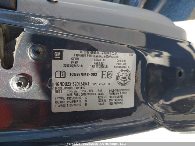 Aukcja sprzedaży 2009 Chevrolet Uplander Ls, vin: 1GNDU23169D124941, numer aukcji: 12712328