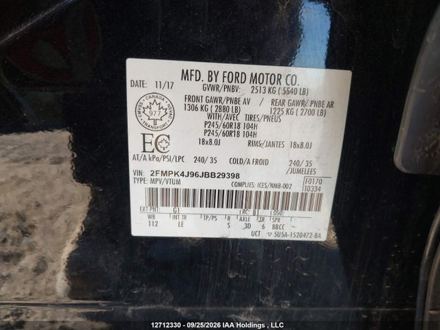 2FMPK4J96JBB29398 Ford EDGE SEL
