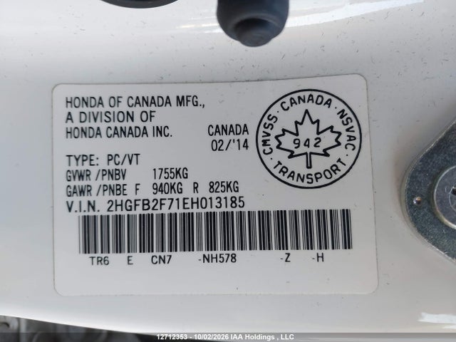 2HGFB2F71EH013185 Honda Civic