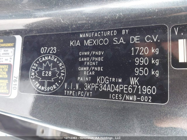 Aukcja sprzedaży 2023 Kia Forte Ex/ex+/ex Premium, vin: 3KPF34AD4PE671960, numer aukcji: 12712363