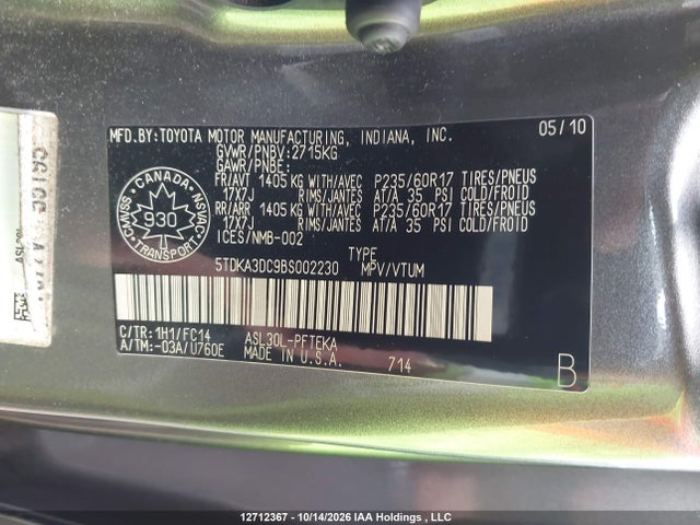 Продаж на аукціоні авто 2011 Toyota Sienna Le, vin: 5TDKA3DC9BS002230, номер лоту: 12712367