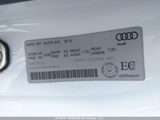 12712414 :رقم المزاد ، WAUL4AFR6GA058466 vin ، 2016 Audi S5 3.0t Technik Plus/technik مزاد بيع