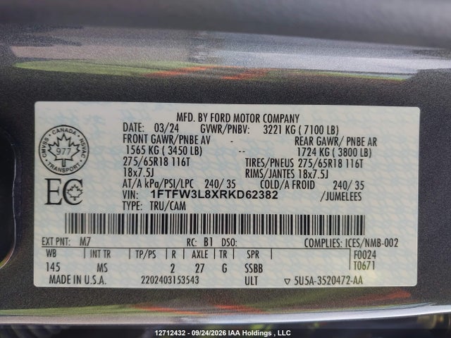 Ford F150 Xlt 2024 1FTFW3L8XRKD62382 Image 18