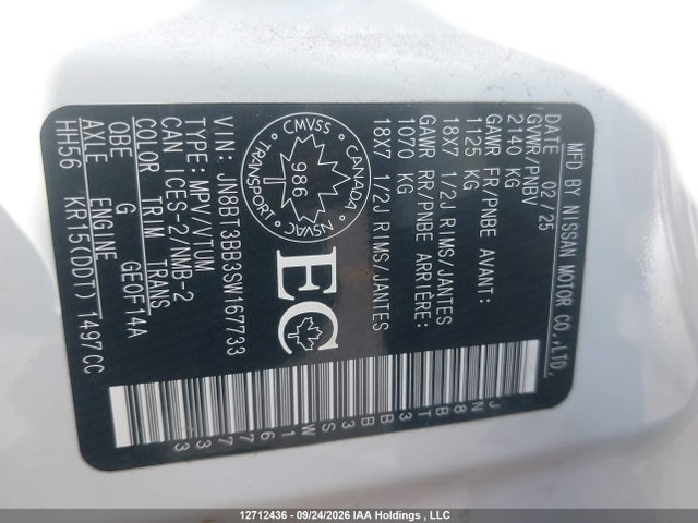 Продаж на аукціоні авто 2025 Nissan Rogue Sv/rock Creek, vin: JN8BT3BB3SW167733, номер лоту: 12712436