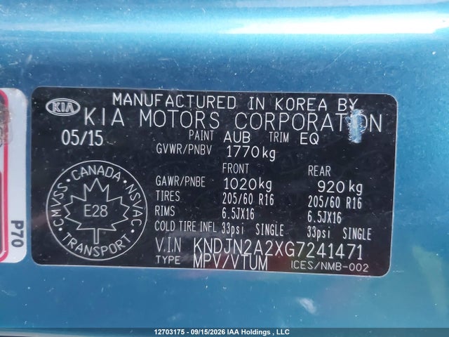 KNDJN2A2XG7241471 KIA Soul Lx/lx+