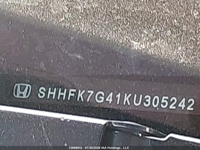 2019 Honda Civic Sport მანქანა იყიდება აუქციონზე, vin: SHHFK7G41KU305242, აუქციონის ნომერი: 12669932