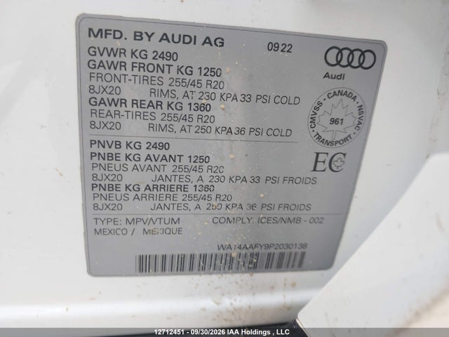 Audi Q5 SPORTBACK 2023 WA14AAFY9P2030138 Image 9